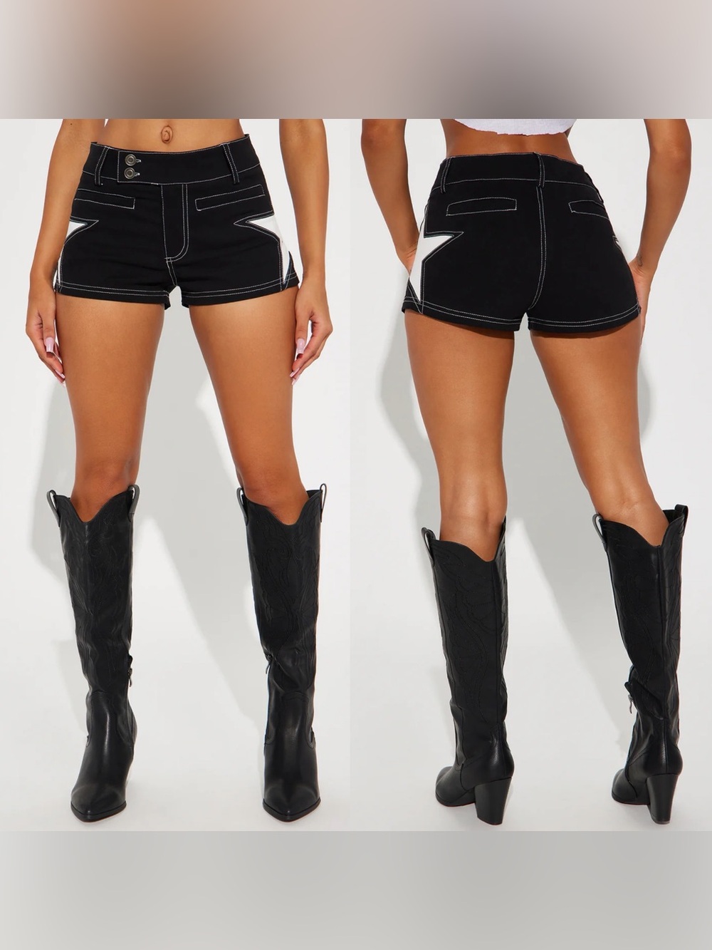 Fashion Nova | Black Shorts with White Star Accent | NWOT | L